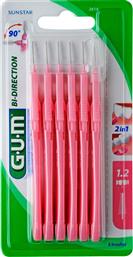 GUM Bi-Direction 2 in 1 Μεσοδόντια Βουρτσάκια με Λαβή 1.2mm Ροζ 6τμχ