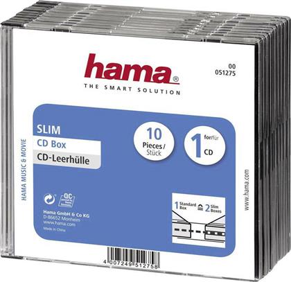 CD Box για 1 Δίσκο με Διάφανη Πρόσοψη σε Μαύρο Χρώμα 10τμχ HAMA