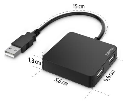 USB 2.0 Hub 4 Θυρών με σύνδεση USB-A HAMA