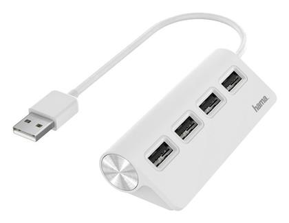 USB 2.0 Hub 4 Θυρών με σύνδεση USB-A Λευκό HAMA