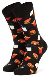 Happy Socks Hamburger Ανδρικές Κάλτσες με Σχέδια Μαύρες από το Plus4u