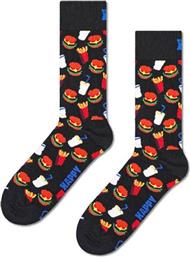 Happy Socks Hamburger Unisex Κάλτσες με Σχέδια Μαύρες