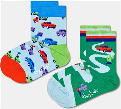 Happy Socks Παιδικές Κάλτσες Μακριές Car Πολύχρωμες 2 Ζευγάρια