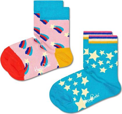 Happy Socks Παιδικές Κάλτσες Μακριές Shooting Star Πολύχρωμες 2 Ζευγάρια