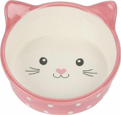 Happypet Polka Cat Κεραμικό Μπολ Γάτας Φαγητού & Νερού Ροζ 300ml 15cm