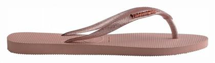 Slim Logo Metallic Σαγιονάρες σε Ροζ Χρώμα Havaianas