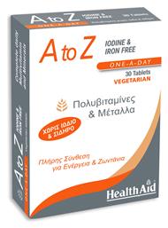 A To Z Iodine & Iron Free Πολυβιταμίνη 30 ταμπλέτες Health Aid