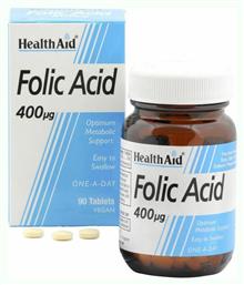 Acid Folic Βιταμίνη 400mcg 90 x 1 ταμπλέτες 90τμχ Health Aid