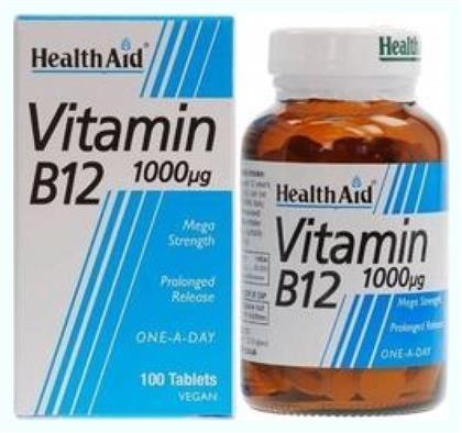 B12 100 Tabs Βιταμίνη 1000mcg 100 ταμπλέτες 100τμχ Health Aid