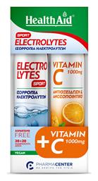 Electrolytes Sport & Vitamin C 1000mg Πορτοκάλι 2x20 αναβράζοντα δισκία Health Aid