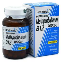 Methylcobalamin Metcobin B12 Βιταμίνη 1000mcg 60 ταμπλέτες Health Aid