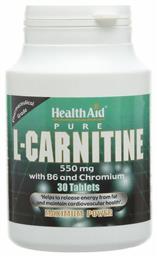 Pure L-Carnitine Συμπλήρωμα Διατροφής με Καρνιτίνη 550mg 30 ταμπλέτες Health Aid