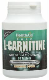 Health Aid Pure L-Carnitine Συμπλήρωμα Διατροφής με Καρνιτίνη 550mg 30 ταμπλέτες