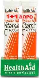 Health Aid Vitamin C 1000mg 2x Βιταμίνη για Ενέργεια & Ανοσοποιητικό 1000mg Πορτοκάλι 40 αναβράζοντα δισκία