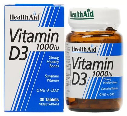 Vitamin D3 Βιταμίνη 1000iu 30 x 1 ταμπλέτες 30τμχ Health Aid