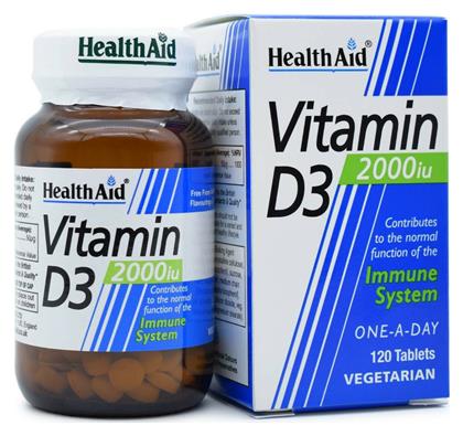 Vitamin D3 Βιταμίνη 2000iu 120 φυτικές κάψουλες Health Aid