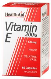 Vitamin E Βιταμίνη 200iu 134mg 60 x 1 φυτικές κάψουλες 60τμχ Health Aid