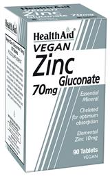 Zinc Gluconate 70mg 90 ταμπλέτες Health Aid