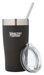 Cruiser Tumbler Pure Black Ποτήρι Θερμός με Καλαμάκι 0.59lt Healthy Human