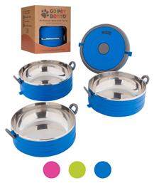 On The Go Pet Bento Ανοξείδωτο Μπολ Φαγητού & Νερού για Σκύλο σε Μπλε χρώμα Σετ 3 τμχ των 450ml Healthy Human