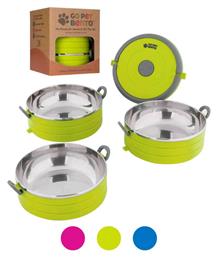 On The Go Pet Bento Ανοξείδωτο Μπολ Φαγητού & Νερού για Σκύλο σε Πράσινο χρώμα Σετ 3 τμχ των 450ml Healthy Human