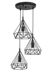 Dm-02 Pendel 3/l Black Κρεμαστό Φωτιστικό Μαύρο 42x87εκ. Heronia