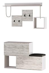 Holdon Έπιπλο Εισόδου με Κρεμάστρα / Παπουτσοθήκη & Παγκάκι Λευκό Αντικέ 120x36.5x87.5εκ. Megapap