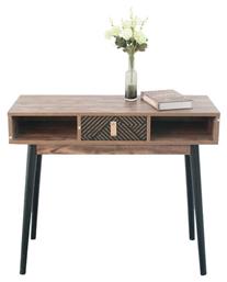Home Κονσόλα από Ξύλο & Μέταλλο Μαύρη / Grey / Oak Μ90xΠ35xΥ75εκ. Fylliana