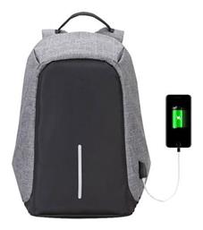 Υφασμάτινο Σακίδιο Πλάτης Antitheft με Θύρα USB Γκρι Hoppline