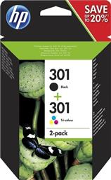 HP 301 Πακέτο 2 Μελανιών Εκτυπωτή InkJet Πολλαπλό (Color) / Μαύρο (N9J72AE) από το e-shop
