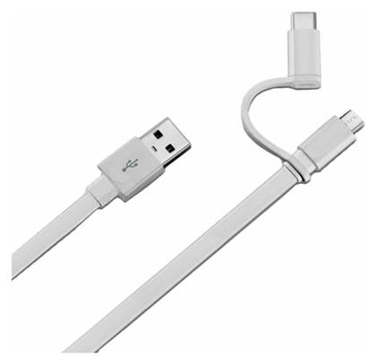 Flat USB to Type-C/micro USB Cable Λευκό 1.5m (04071417) Huawei