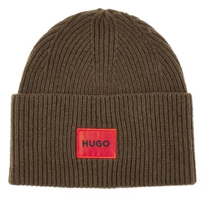 Beanie Ανδρικός Σκούφος με Rib Πλέξη σε Καφέ χρώμα Hugo Boss