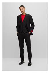 Henry Getlin Ανδρικό Κοστούμι Με Γιλέκο Μαύρο Hugo Boss