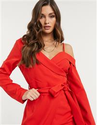 I Saw It First one shoulder wrap mini dress in red από το Asos