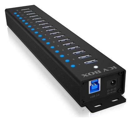 USB 3.2 Hub 16 Θυρών με σύνδεση USB-A & Θύρα Φόρτισης και Εξωτερική Παροχή Ρεύματος Icy Box