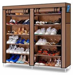 Υφασμάτινη με 12 Ράφια Καφέ 118x30x120cm T2712 - Tradesor