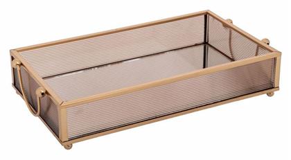 Διακοσμητικός Δίσκος Μεταλλικός Ορθογώνιος με Καθρέπτη 24x14x5cm Iliadis