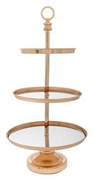Γυάλινη Εταζέρα 3 Ορόφων Χρυσή Ø30cm Π20xΜ60cm Iliadis