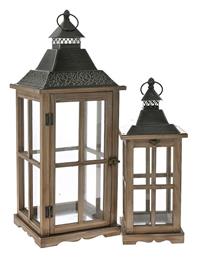 Σετ Φαναράκια Ξύλινα Καφέ 2τμχ Iliadis