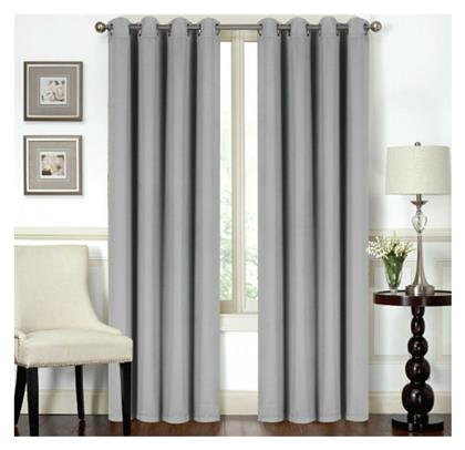 Κουρτίνα Συσκότισης με Τρουκς Black Out Γκρι 140x270εκ. Import Hellas