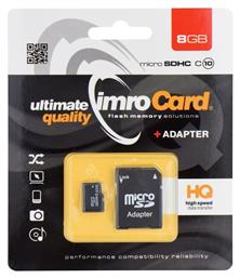 microSDHC 8GB Class 10 High Speed με αντάπτορα IMRO