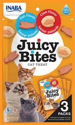 Juicy Bites Λιχουδιές Σνακ με Ψάρι με Ψάρι & Αχιβάδα για Ενήλικες Γάτες 3τμχ 34gr Inaba