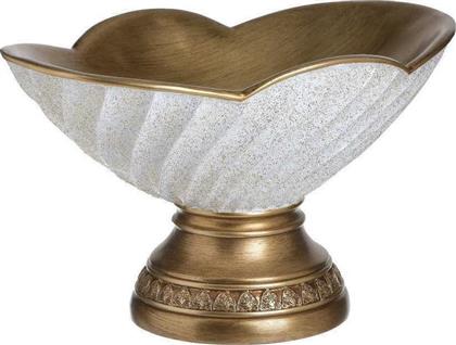 Inart Διακοσμητικό Μπωλ Πολυρητίνης Χρυσό-Λευκό 30x22x18cm από το 24home