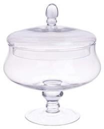 Φοντανιέρα Γυάλινη με Καπάκι και Πόδι 23x23x26cm Inart