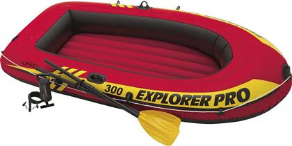 Intex Explorer Pro 300 Φουσκωτή Βάρκα 3 Ατόμων Κόκκινη με Κουπιά & Τρόμπα 244x177εκ. από το Moustakas Toys