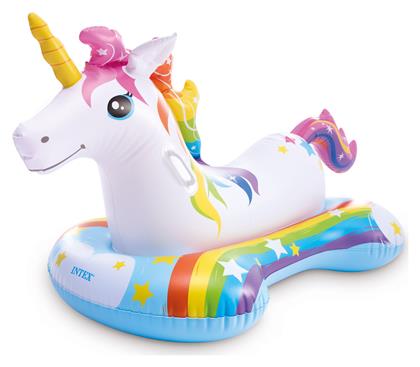 Intex Παιδικό Φουσκωτό Ride On Θαλάσσης Unicorn με Χειρολαβές Λευκό 163εκ.