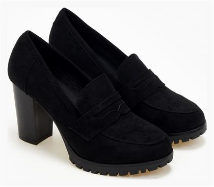 Suede Γόβες με Χοντρό Ψηλό Τακούνι Μαύρες Issue Fashion
