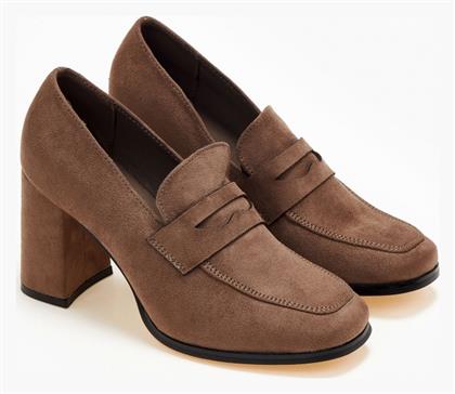 Suede Γόβες με Ψηλό Τακούνι Καφέ Issue Fashion