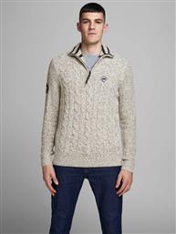 Jack & Jones 12158009 Ανδρικό Πουλόβερ Μακρυμάνικο με Φερμουάρ Silver Rich από το Koolfly