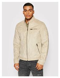 Ανδρικό Μπουφάν από Δερματίνη Μπεζ Jack & Jones
